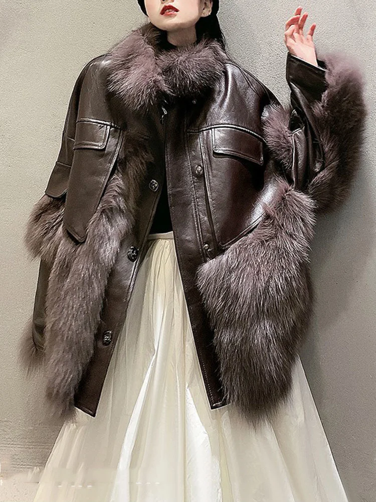 Женское пальто BZVW осень-зима 2023 винтажное меховое с карманами для офиса женское