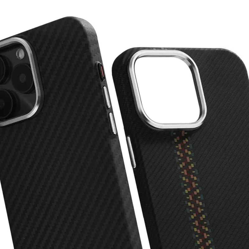 Чехол для Iphone 16 15 14 13 12 pro ультратонкий магнитный кевларовый саржевый узор из