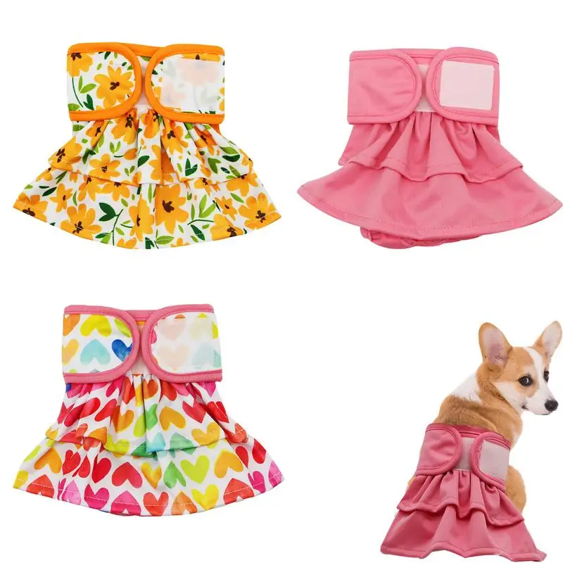 

Dog Diapers For Female Dogs Period 3 PCS Washable Female Dog Wrap Diapers Leak-proof Dog Pants For Doggies Puppies Dogs Heat &