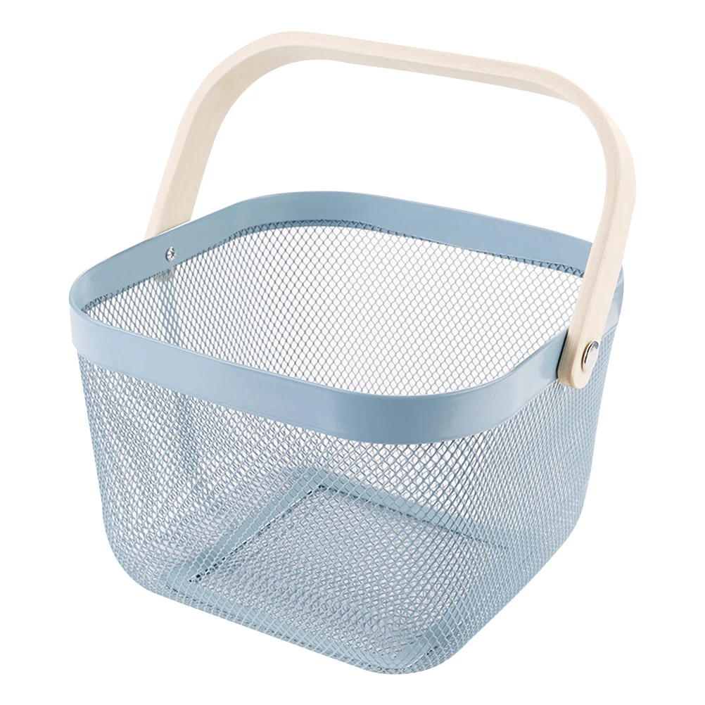 

Wrought Iron Storage Basket Sundry Container Plastic Countertop Organizer Handle Tableware