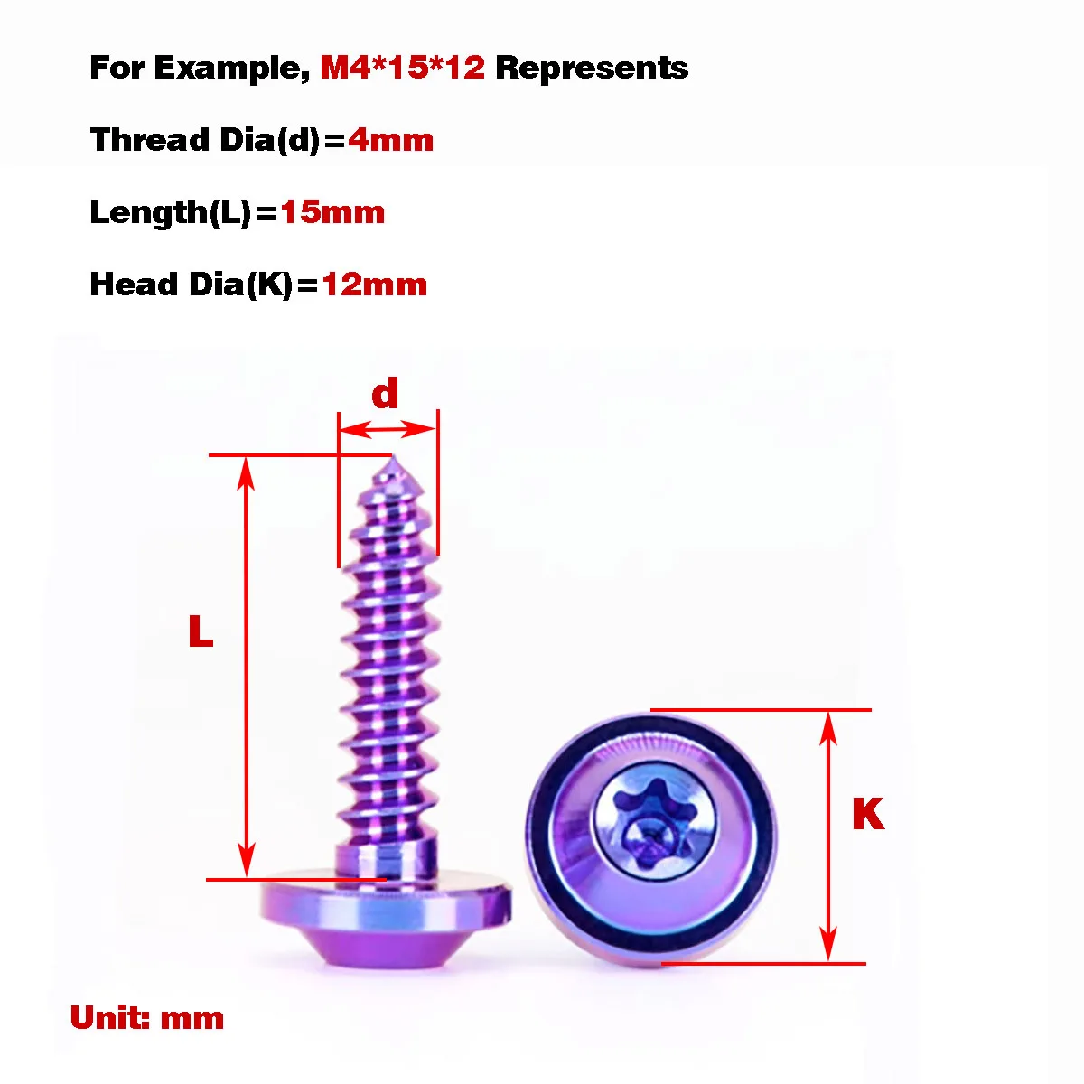 

Titanium Alloy Flying Saucer Head Internal Plum Blossom Self Tapping Screw / Motorcycle Decorative Bolt