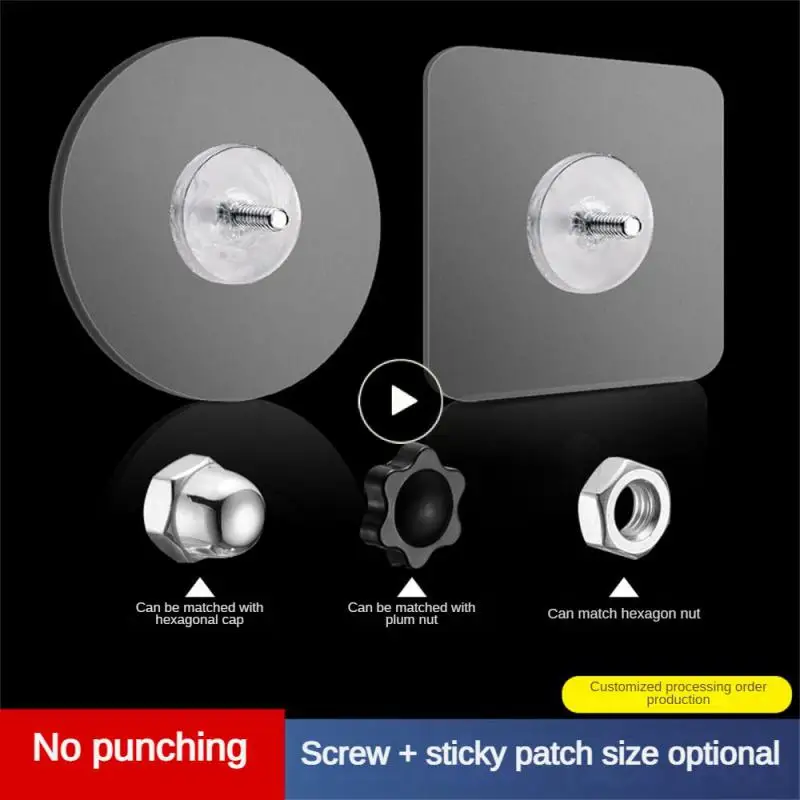

Non-trace Sticky Wall Hook Non-punching Strong Adhesive Screw Patch Nail-free Nut Patch Home Storage Gadgets Waterproof