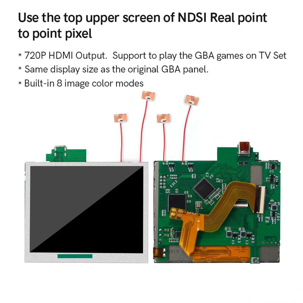 Фото 720P HDMI GANi LCD-экран с подсветкой для GBA, ретро-дисплей с пиксельной подсветкой для консоли Game Boy Advance №1