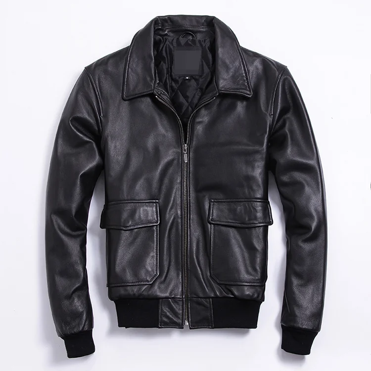 

Free shipping.Brand classic genuine leather coat for man,men's cowhide A2 jacket.plus size flight bomber jackets.sales