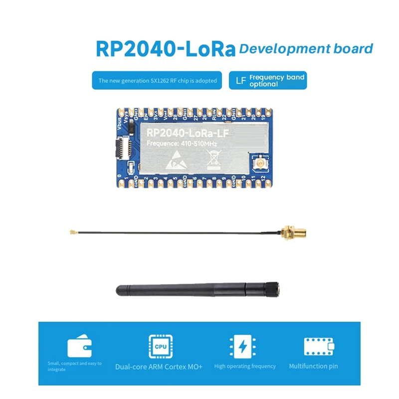 RP2040-Lora LF макетная плата + комплект аксессуаров антенны SX1262 410-510 МГц поддерживает