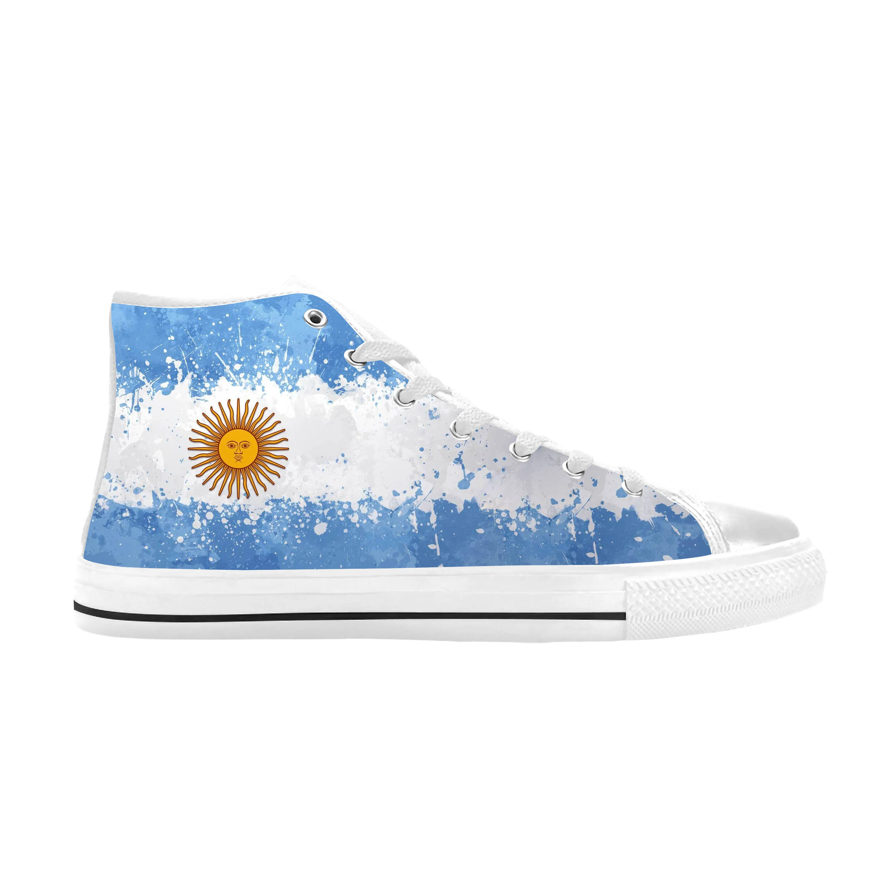 

Кроссовки унисекс с флагом Аргентины, забавные повседневные тканевые туфли с высоким верхом, удобные дышащие, с 3D принтом патриотической гордости
