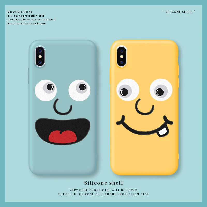 

Жидкий силиконовый чехол со смайликом для Apple 11promax, iPhone 7plus, мультяшный XR / XSmax