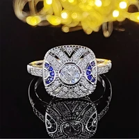 fashion jewelry silver color 2020 new design engagement rings for women sepcial unique blue stone party gift jewelry r5019