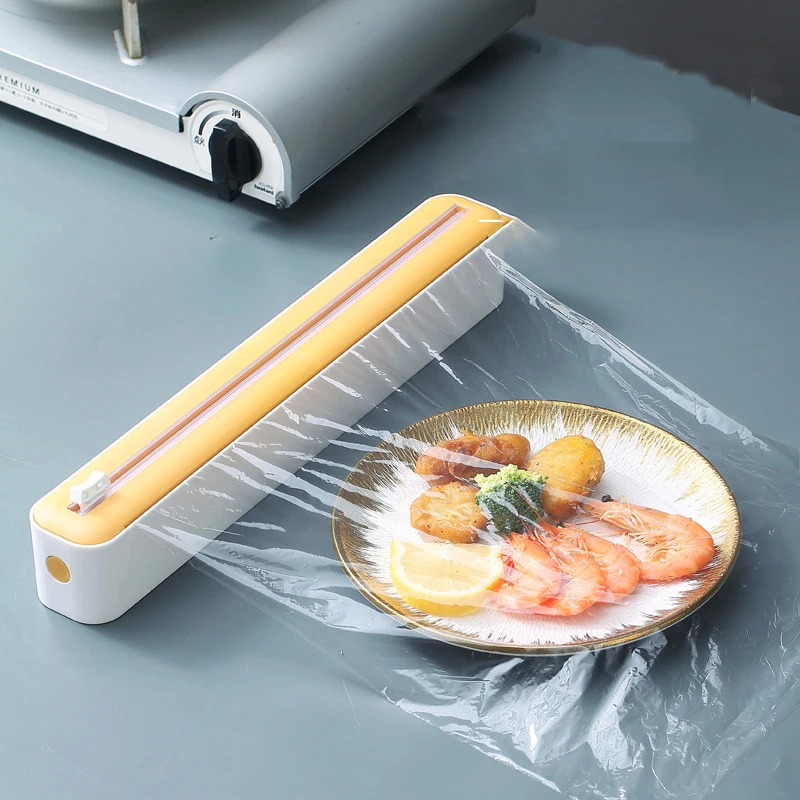 

2 In 1 Cling Film Cutter Magnetic Wall-mounted Kitchen Tearing Tin Foil box Bag Holder Magic Cutter Box Organizer Kitchen Tool