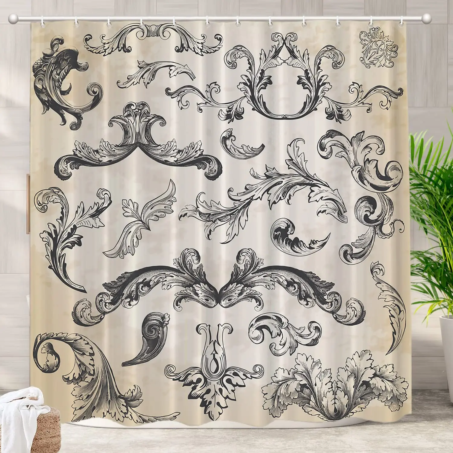 

Винтажная декоративная занавеска для душа с цветами, винтажная Водонепроницаемая занавеска из полиэстера для ванной комнаты в викторианском стиле барокко