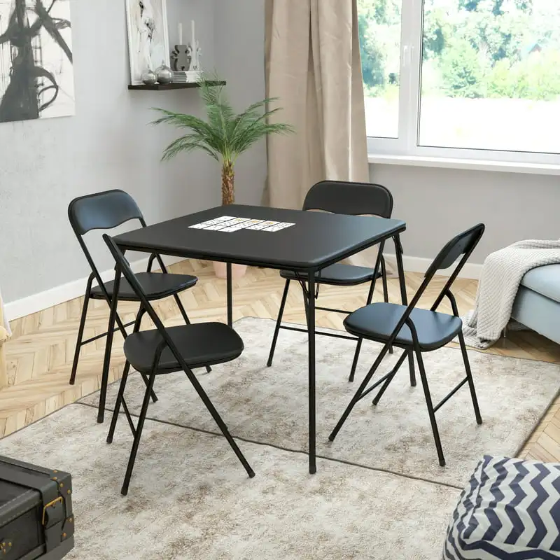 

Piece Black Folding Card Table and Chair Set