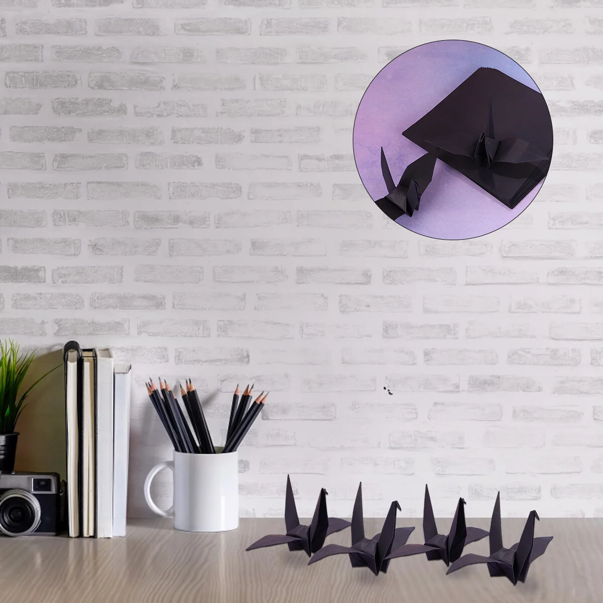 

100pcs Black Origami Paper Square Folding Paper DIY Handcraft Paper for Paper Crane Paper Cuts