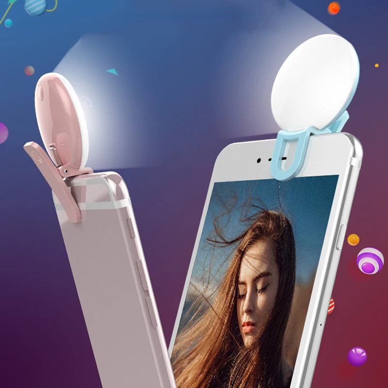 

Smartphone Light Mobile Phone Selfie Ring Lens 3-level Brightness Portable Chargeing Fill Light Lamp Clip-on For Iphone Samsung
