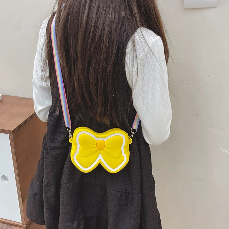 Cute Silica Gel Bow Children's Mini Shoulder Bags Cute Double-sided Silicone Messenger Shoulder Bag Small Coin Purse