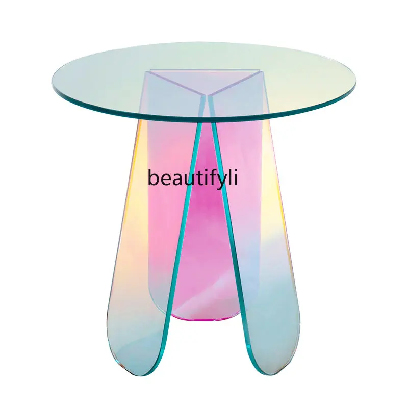 

Nordic Small Coffee Table Flower Living Room Transparent Acrylic Light Luxury and Simplicity Colorful Colorful Side Table