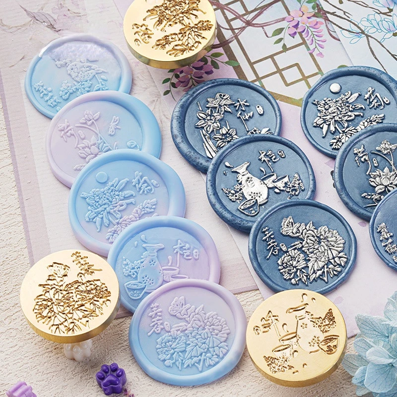 

Fire Lacquer Seal Flower God Series Gift Greeting Card Wax Seal Student Handbook DIY Decoration