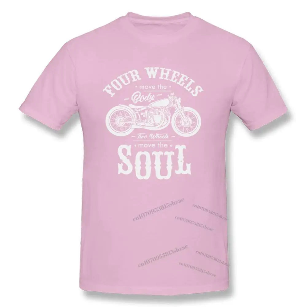 

Vintage Motobike Rider Cycle Male Tops & Tees Motorcycle Tshirt Black Four Wheel Move The Body Two Wheels Move The Soul