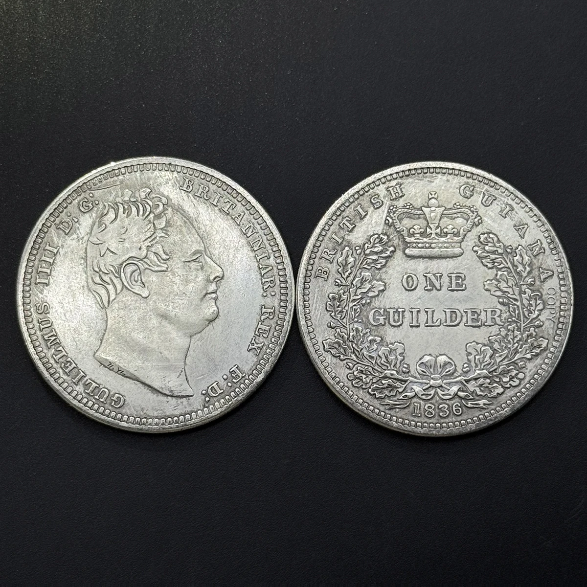 

Памятная монета British Guiana 1836 Gulielmus IV 1, копия Guilder Challenge, оригинальные старые деньги, сувениры для украшения дома, подарок