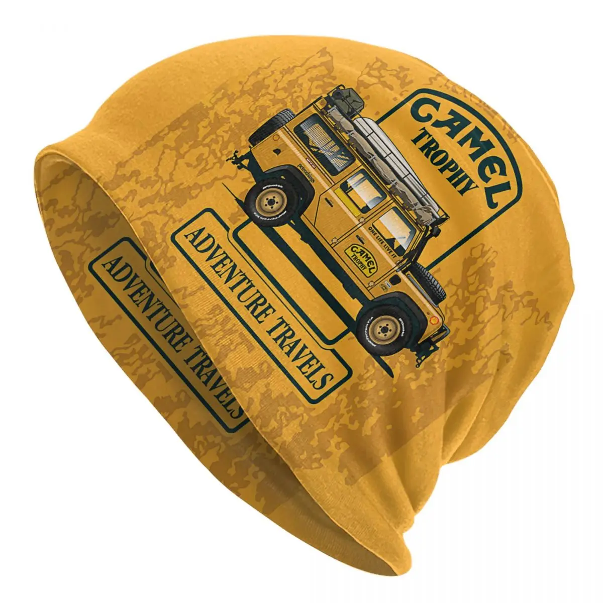 

Camel Trophy Defender 110 Bonnet Hat Knitting Hats Hip Hop Outdoor Yellow Car Skullies Beanies Hat Unisex Warm Dual-use Cap