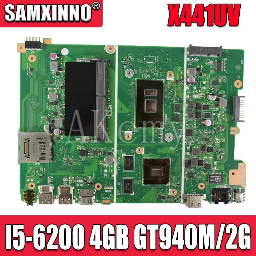 

Для Asus X441U F441U A441U X441UR X441UV Laotop материнская плата X441UV материнская плата со I5-6200/6198 ЦП 4 Гб ОЗУ GT940M/2G