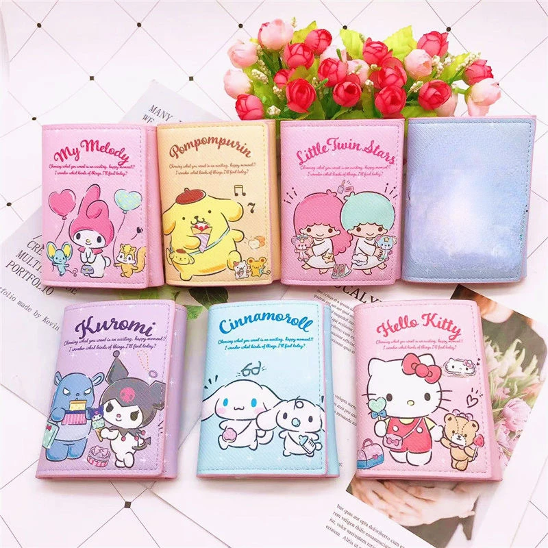 

Sanrio Hello Kitty Purse Cute Girl Heart Portable Women's Tri-Fold Children Student Pu Wallet Coin Pouch Cute Wallet