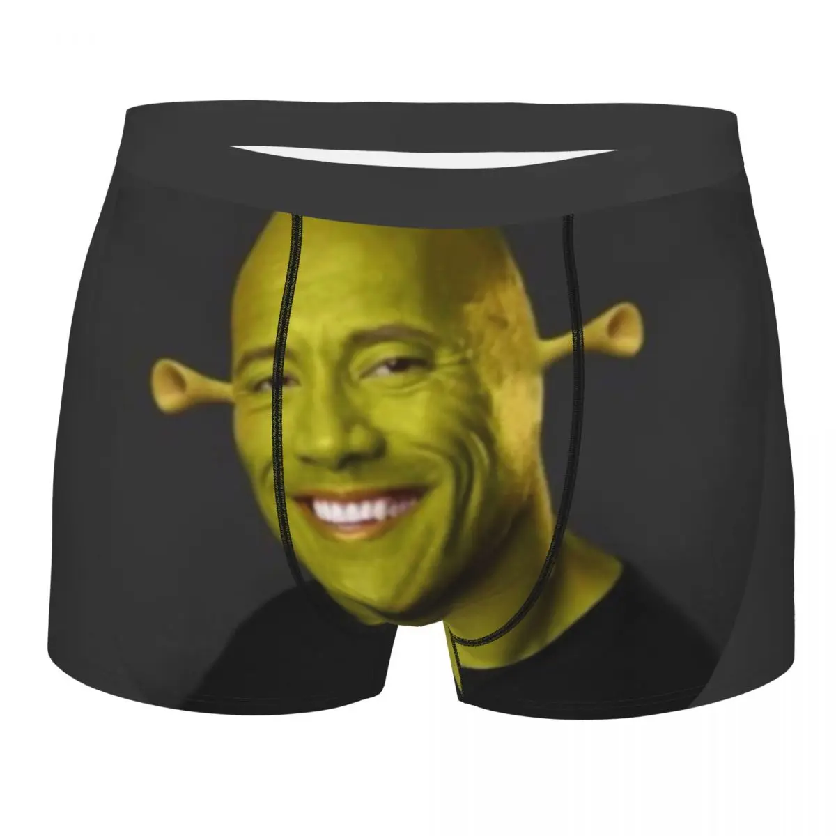Men Boxer Briefs Shorts Panties Dwayne The Shrok Johnson Mid Waist Underwear Shrek Meme Homme Hot Underpants