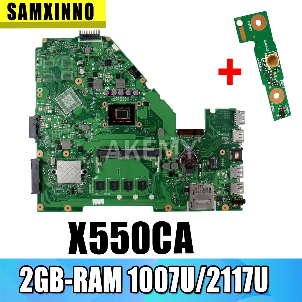 

Материнская плата Akemy X550CC для ноутбука Asus X550CA X550CL R510C Y581C X550C A550C, оригинальная материнская плата 2GB-RAM 1007U/2117U, процессор