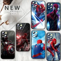 phone case for apple iphone 14 13 12 mini 11 xs pro max x xr se 2020 8 7 6 plus marvel avengers spiderman funda black cover