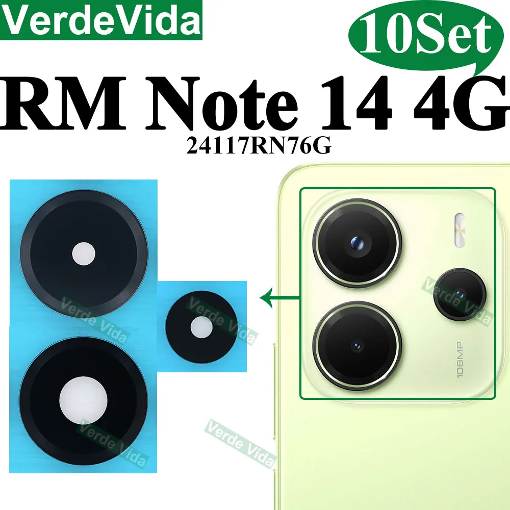 Фото 10 комплектов для Xiaomi Redmi Note 13 14 Pro 4G 12 Pro+ 5G 12T 12s Note 13 Pro Plus, замена стекла объектива задней камеры, ремонт Par №3