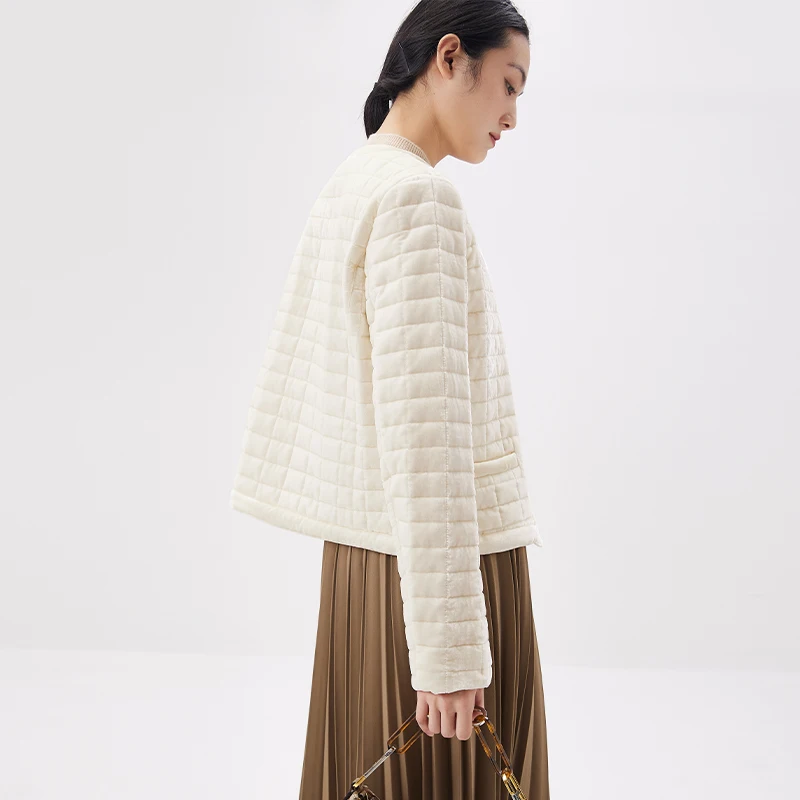 Design 2023 Spring Natural Silk Parkas Crop Top Fashion High Street  Single Breasted High Waist Jacket White Luxury High Quality