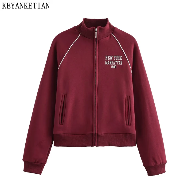 KEYANKETIAN новый спортивный стиль с буквенным принтом на молнии и воротником-стойкой
