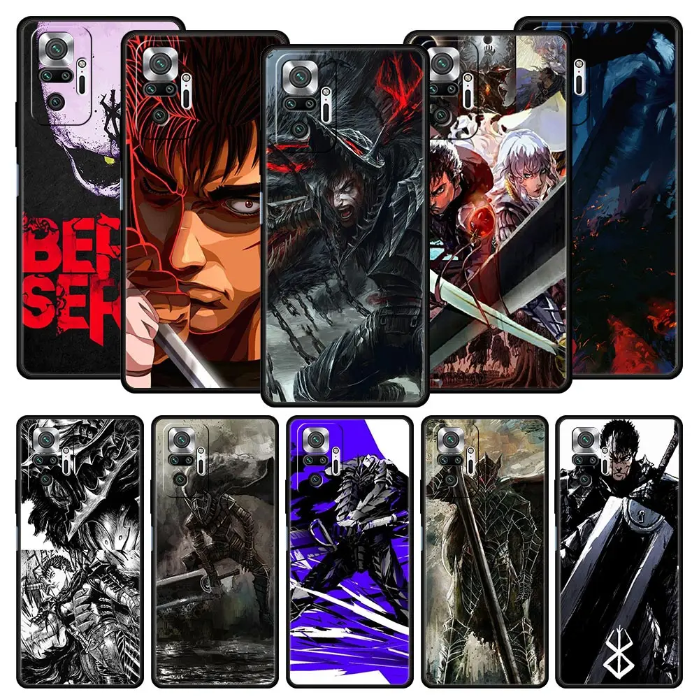 

Anime Berserk Guts For Xiaomi Redmi Note 12 Phone Case 10C 10 11 9 8 Pro Plus 9S 7 8T 9T 9A 8A 9C K50 K40 Gaming Silicone Cover