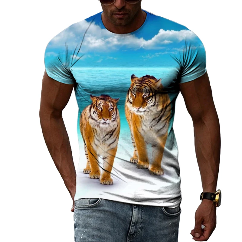 

New Year Animal Tiger graphic t shirts For Men Summer Fashion Casual Hip Hop harajuku style t-shirt 3D Personality Print Tee Top
