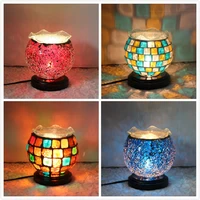 retro mosaic bedroom bedside lamp stained glass decorative table lamp creative mediterranean aromatherapy oil table lamp