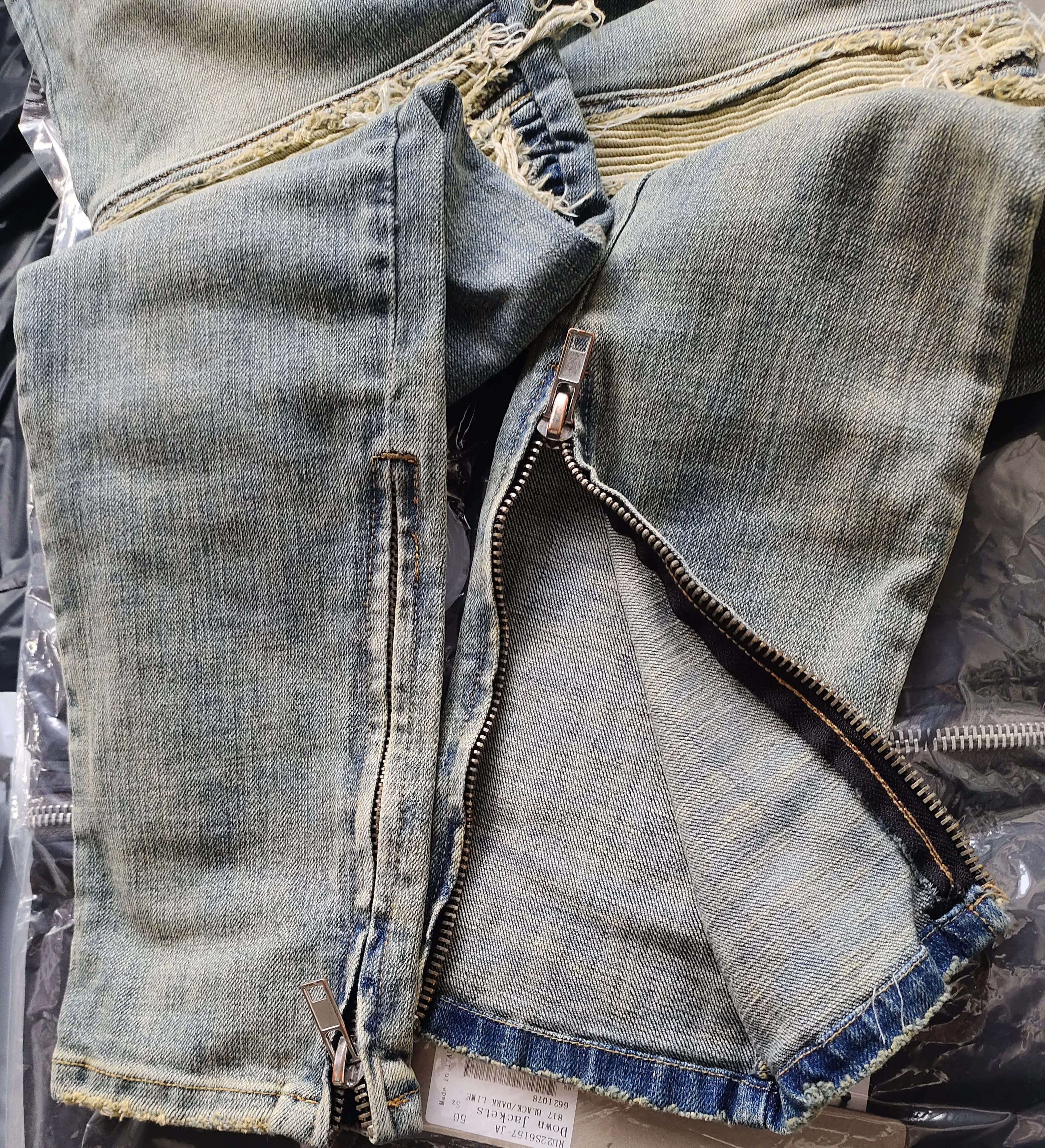 Y2k Streetwear High Street Jeans for Men Black Blue Motorcycle Leather Skinny Jeans Mid Waist Jeans Men