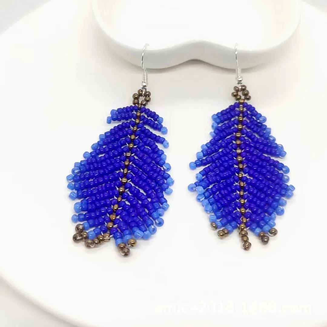 Серьги из бисера Tassel Tree Design Оригинальность Градиент Ручное вязание Богемия Сплав