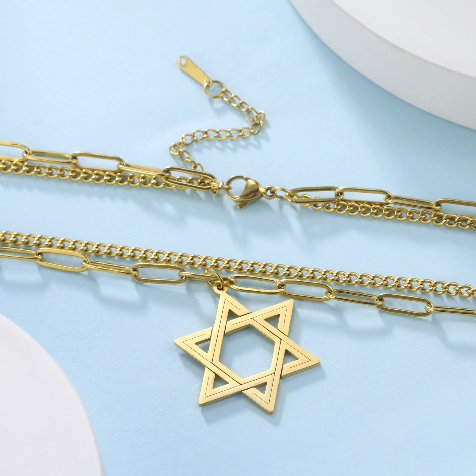 Звезда Давида Ожерелье Нержавеющая Сталь Израиль Еврейские Ювелирные Изделия