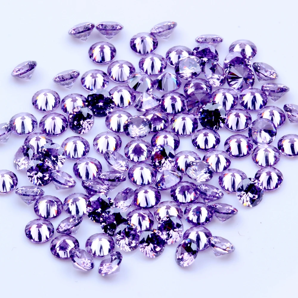 

1000pcs AAAAA+ 1.0-4.0mm CZ Stone Round Cut Beads Purple Color Cubic Zirconia Synthetic Gems For Jewelry