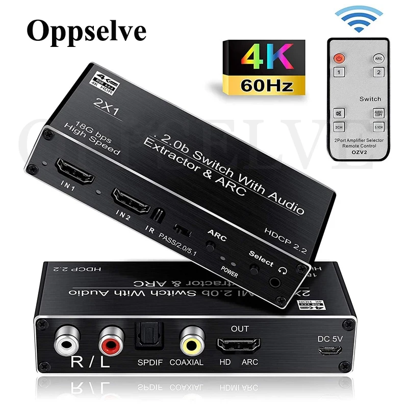 

HDMI-совместимый аудио экстрактор с ARC & IR управлением 4K 60 Гц HDMI-совместимый 2.0b переключатель HDR сплиттер для ноутбука мультимедиа