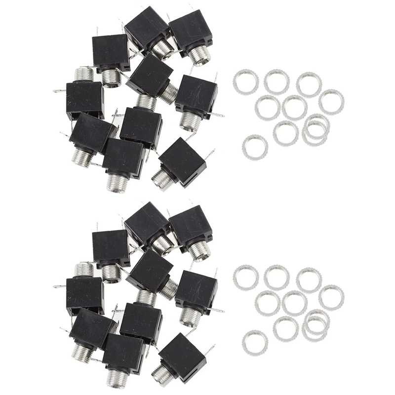 

20 Pcs 3 Pins Chassis Mount Female 3.5Mm Mono Jacks Socket Connectors