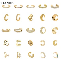 tiande 1pc silver color gold plated ear cuff for women zircon fake piercing womens clip earrings 2022 fashion jewelry wholesale