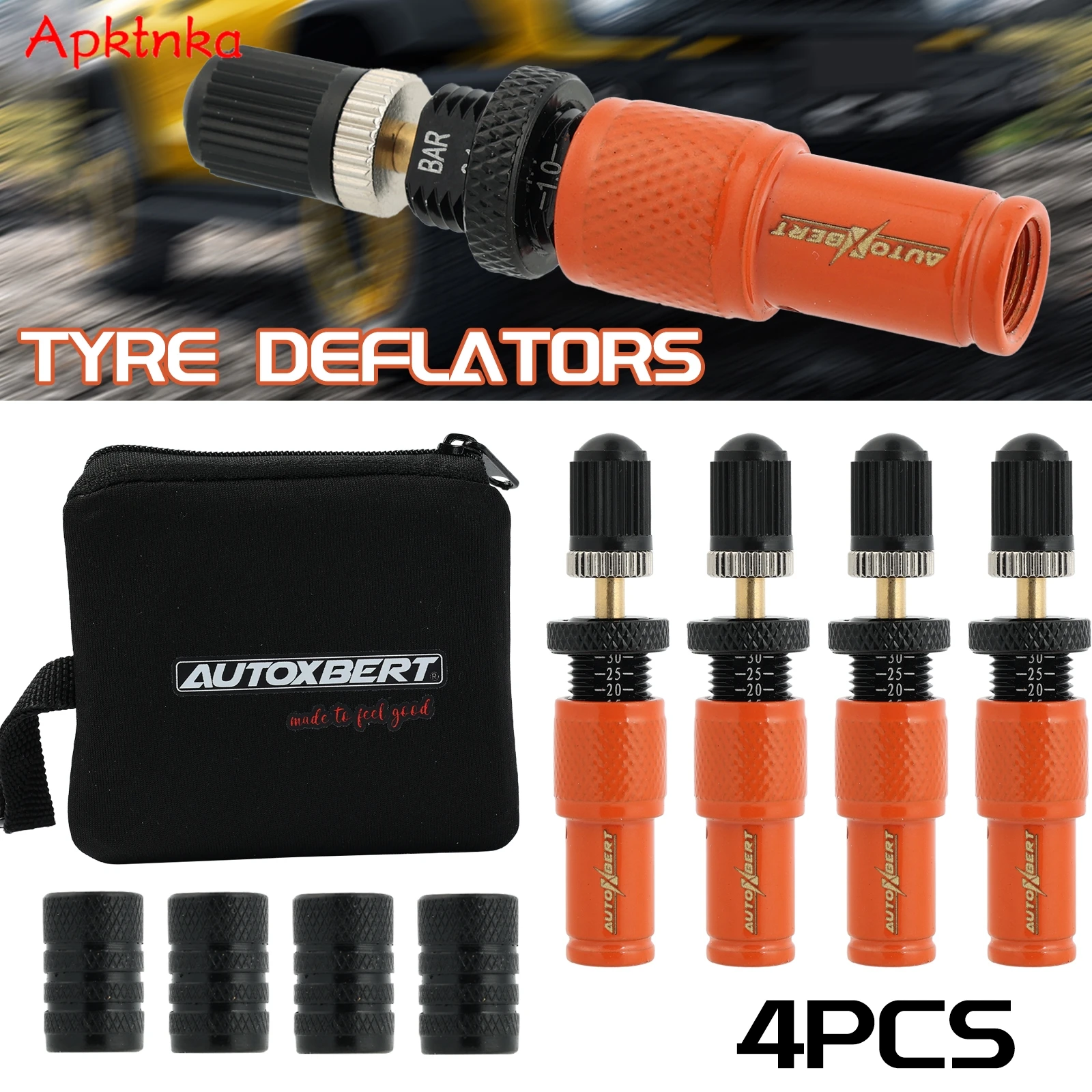 

4 х 10-30 фунтов на квадратный дюйм, оранжевый регулируемый комплект клапанов для дефлятора шин с автоматической остановкой, винтовой инструмент для дефлятора шин для внедорожников 4x4, аксессуары для автомобилей