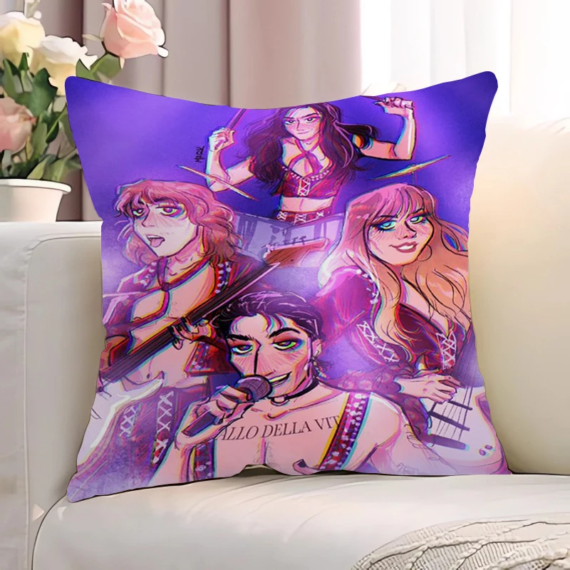 

Pillowcase Maneskin Children's Cushion Pillow Cover Italy Pop Rock Band Twin Size Bedding Double-sided Printing for Living Room