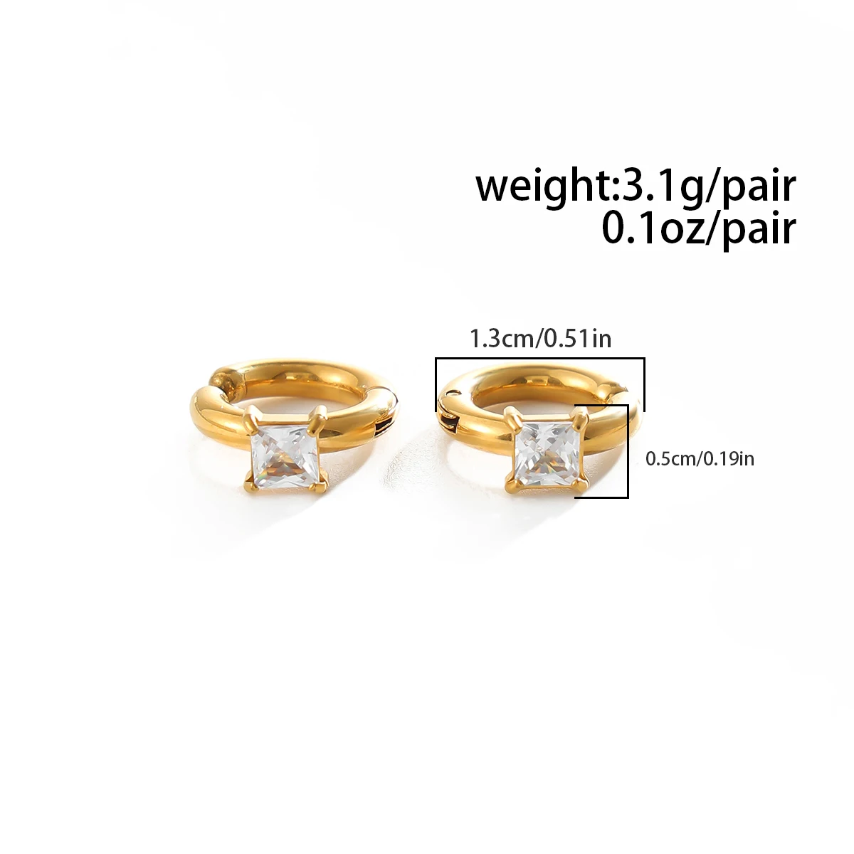 Фото Серьги-клипсы PuRui Elegant из нержавеющей стали с 18-каратным золотым покрытием для женщин, простые, с кубическим цирконием, С-образной формы, без прокола. №5