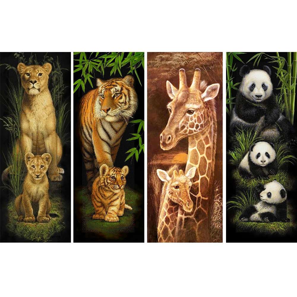 

30x90cm DIY 5D Diamond Painting Animal Tiger Panda Raccoon Picture Full Square Diamond Embroidery Mosaic Cross Stitch Home Decor
