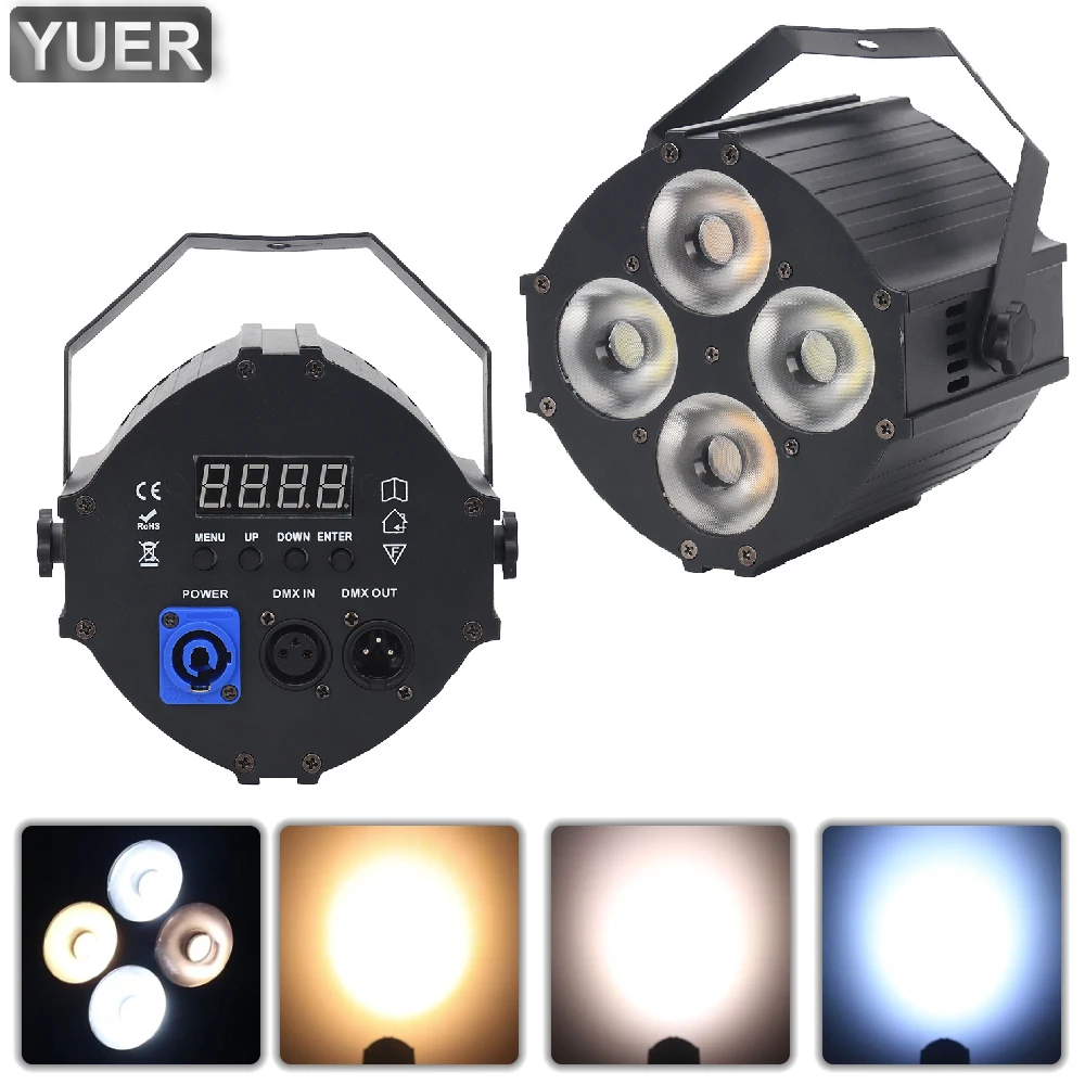 4X30W COB Par Light Dyeing DMX512 8/9CH Voice Control For DJ Disco Stage Wedding Music Party Dance Floor Indoor Room Nighclub