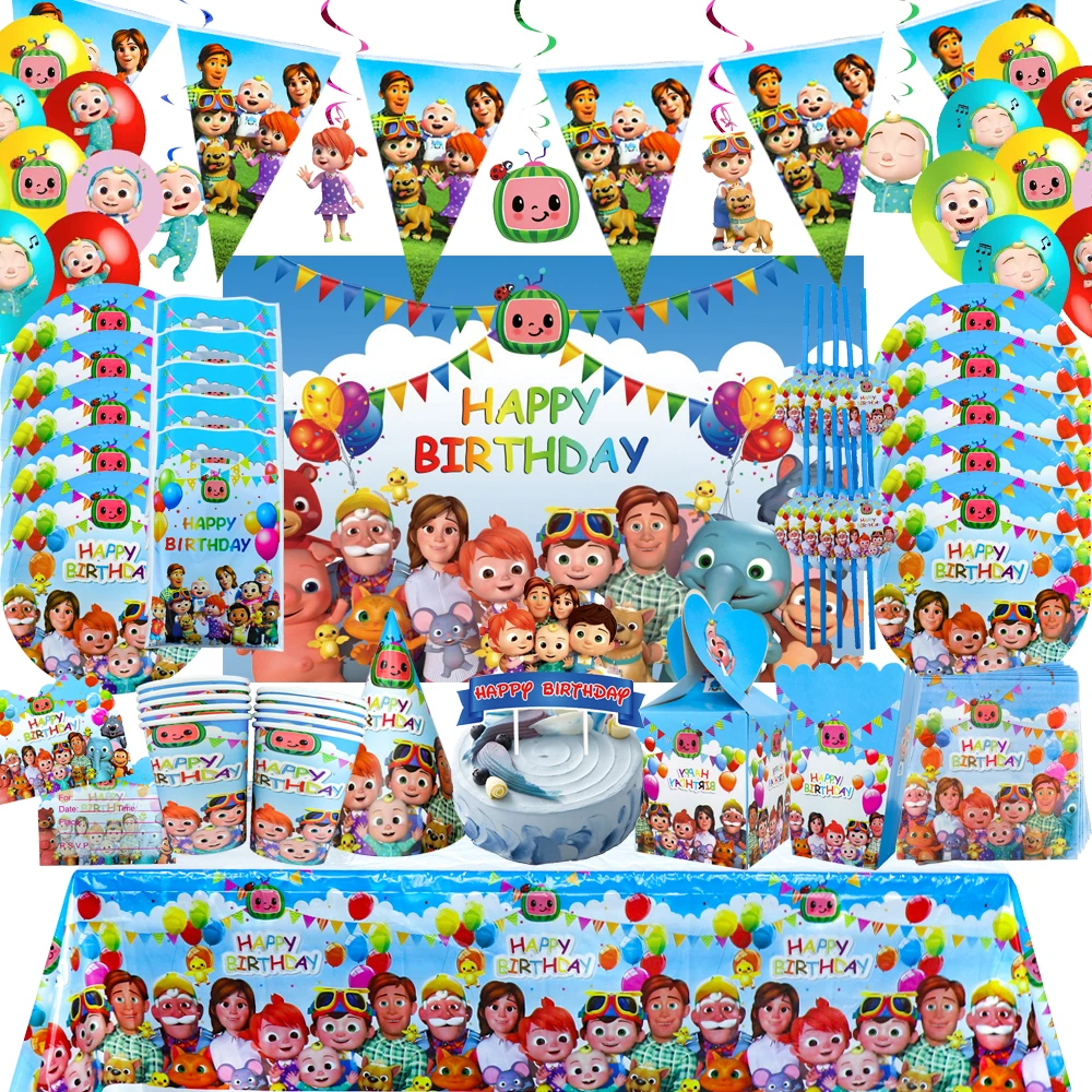 Мультяшная семейная посуда, украшение на день рождения, для мальчиков, для детского душа, арбуз, одноразовая посуда, детский подарок