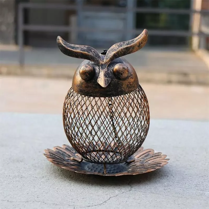 

Wild Bird Owl Shape Feeder Outside Hanging Metal Mesh Wild Hummingbird Feeders Owl Decor Accessories For Outdoor Garden Yard