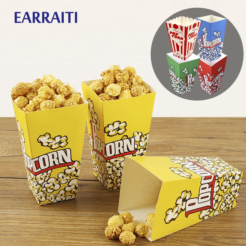 30/50/100pcs Disposable Paper Popcorn Box Blue Yellow Cup Snack Packaging Bags Birthday Party Decoration Kids Home Pop Supplies