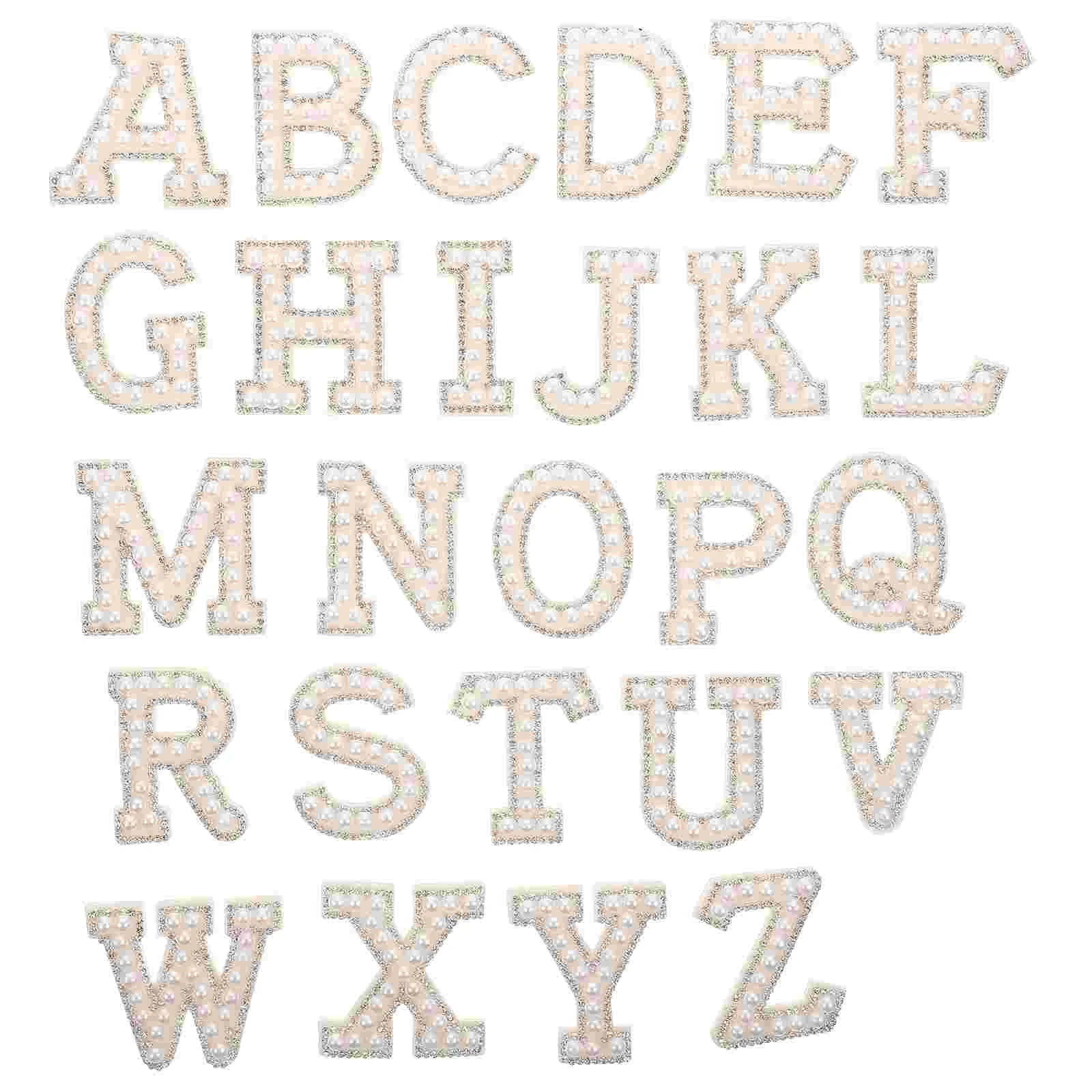 

26 Pcs Self Adhesive Pearl Sticker DIY Patches Iron Repair Letter Footballs Accessories Clothing Child Rhinestone Applique